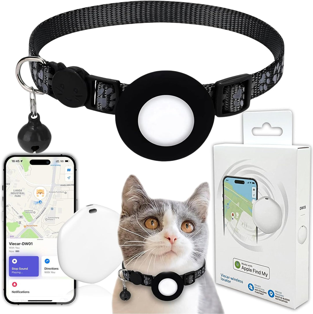 GPS Cat Tracker with Collar – Waterproof & Apple Find My Compatible (Pink)