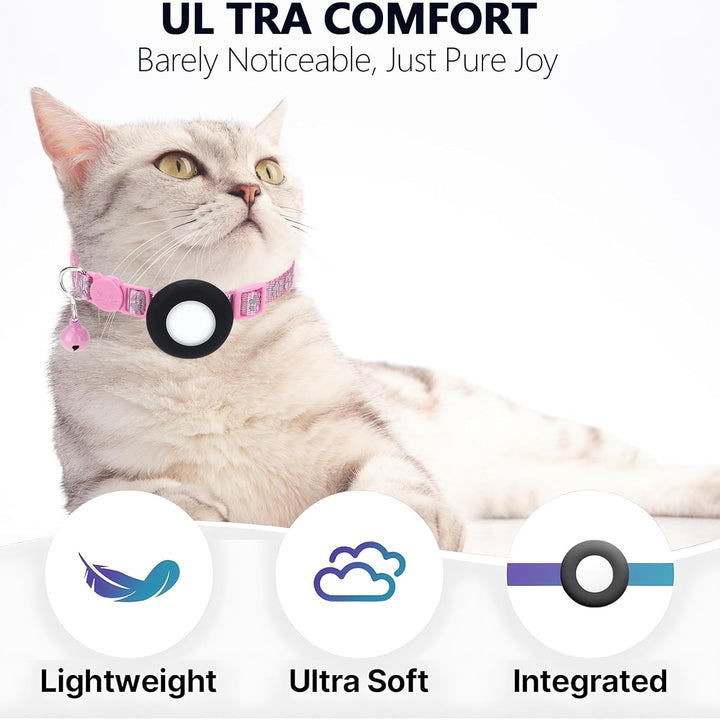 GPS Cat Tracker with Collar – Waterproof & Apple Find My Compatible (Pink)