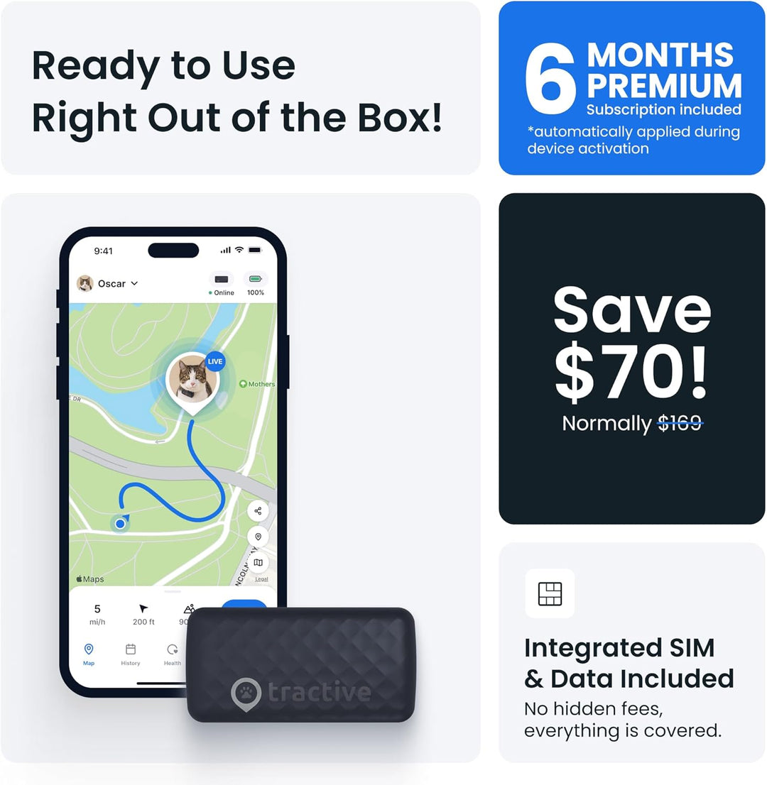 Tractive Smart Cat GPS Tracker – Real-Time Location & Wellness Monitor (Dark Blue)