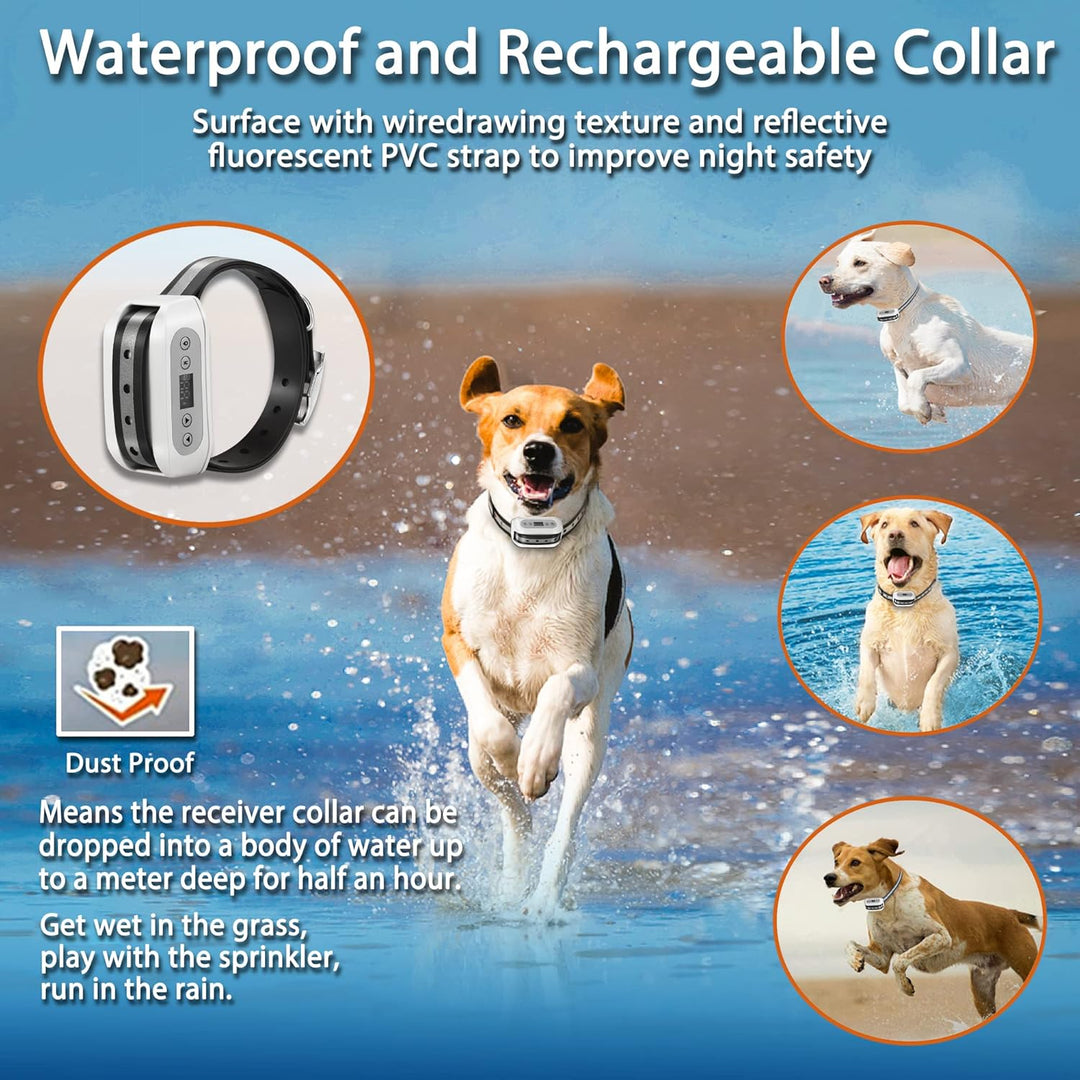 GPS Wireless Dog Fence – Smart Pet Containment System with Waterproof Collar (White)