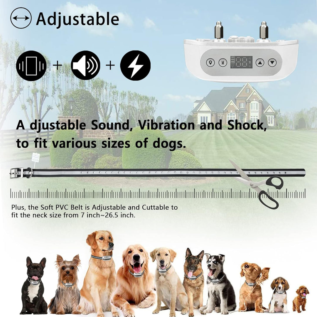 GPS Wireless Dog Fence – Smart Pet Containment System with Waterproof Collar (White)