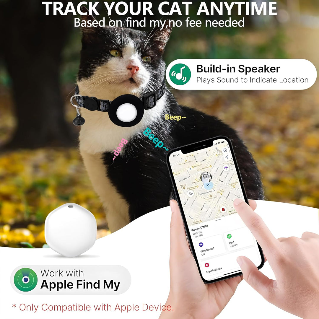 GPS Cat Tracker with Collar – Waterproof & Apple Find My Compatible (Pink)