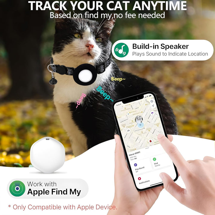 GPS Cat Tracker with Collar – Waterproof & Apple Find My Compatible (Pink)
