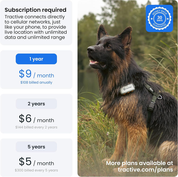 Dog GPS Tracker with Virtual Fence & Heart Rate Monitor – Tractive XL (Green)