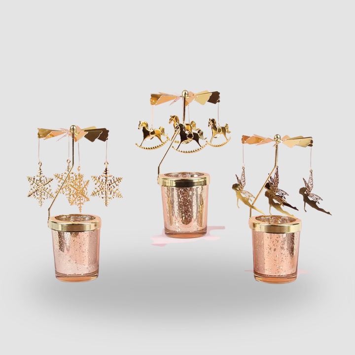 Rotating Snowflake & Deer Candle Holder – Romantic Metal Candlestick for Weddings & Christmas Décor