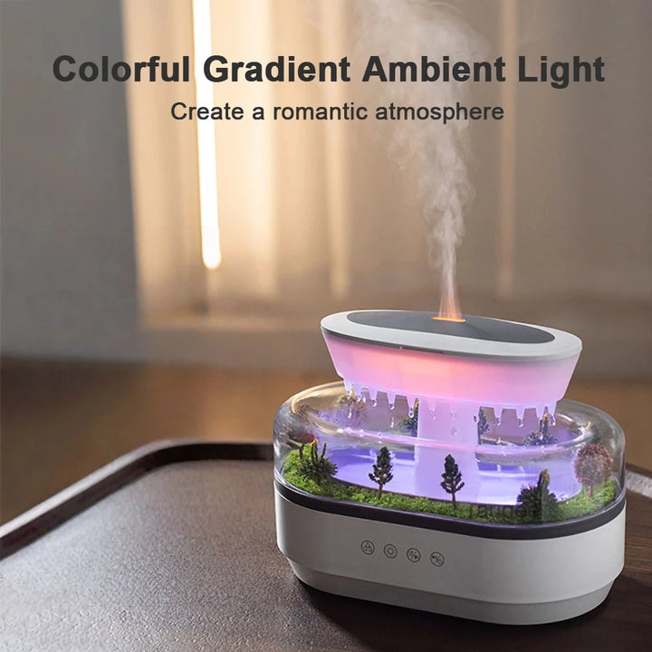 Raindrop Aroma Humidifier with Colorful Light & White Noise (250ml)