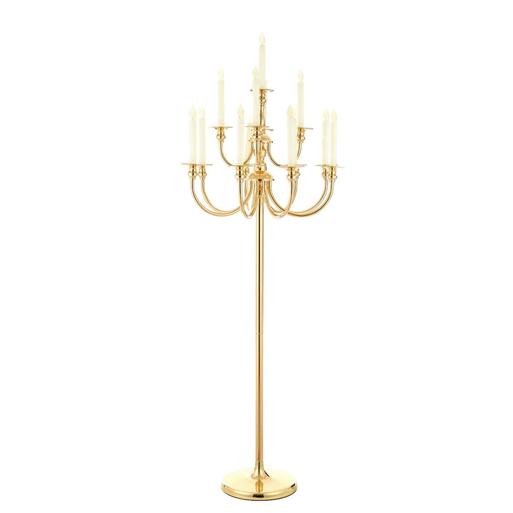 Gold 13-Arm Floor Candelabra – 48" Tall Metal Candle Holder, Wedding Centerpiece & Villa-Style Decor