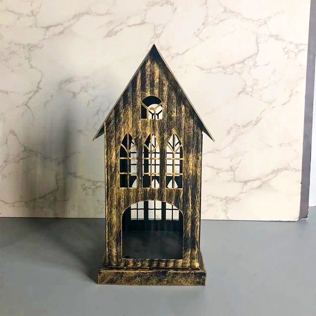 Metal House Candle Holder – Nordic Style Desktop & Patio Lantern for Christmas or Home Décor