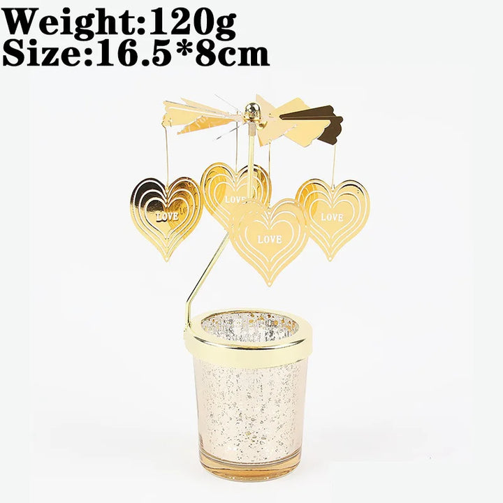 Rotating Snowflake & Deer Candle Holder – Romantic Metal Candlestick for Weddings & Christmas Décor