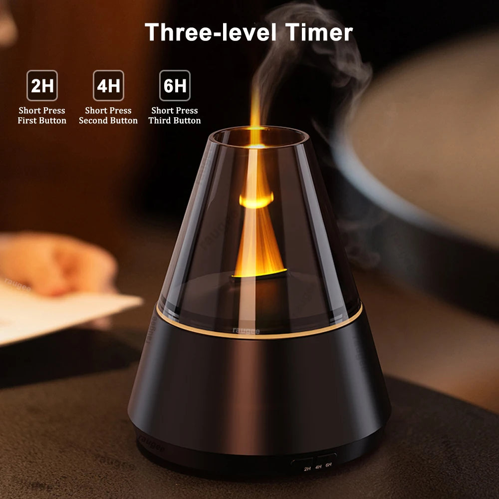 Mini USB Flame Aroma Diffuser & Air Humidifier with 7-Color Night Light (120ml)