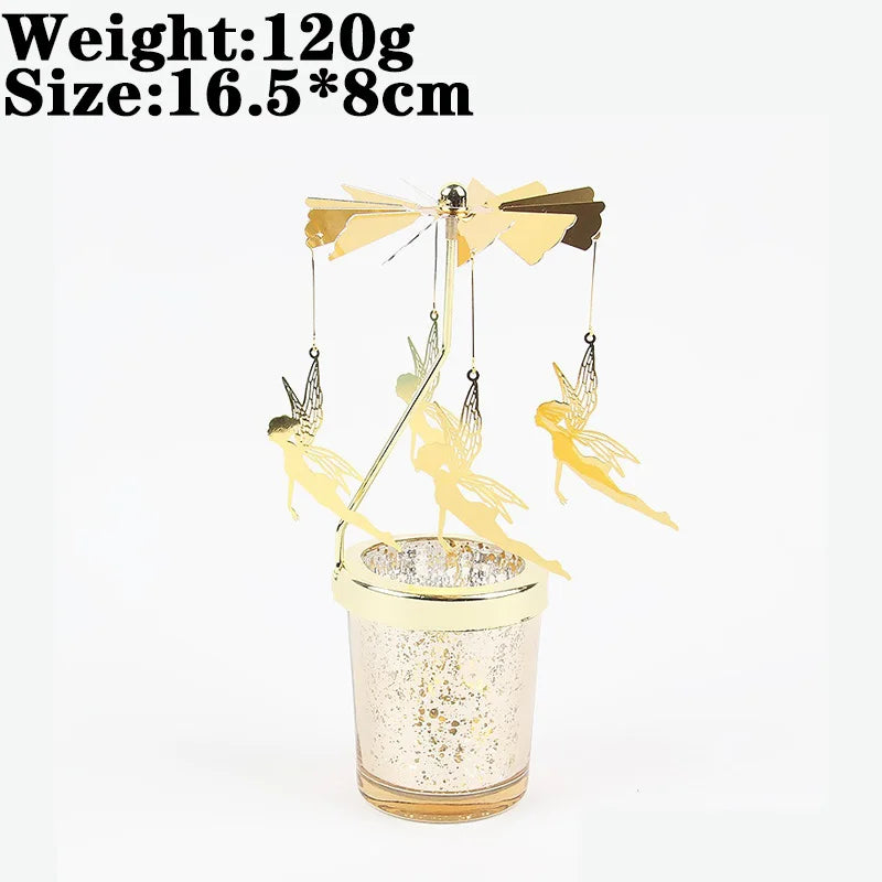 Rotating Snowflake & Deer Candle Holder – Romantic Metal Candlestick for Weddings & Christmas Décor