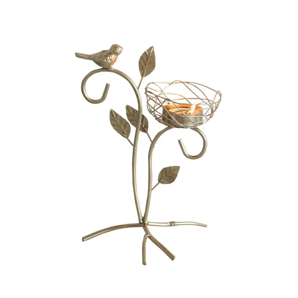 Wrought Iron Golden Bird Candle Holder – Nordic Geometric Design for Home & Wedding Décor