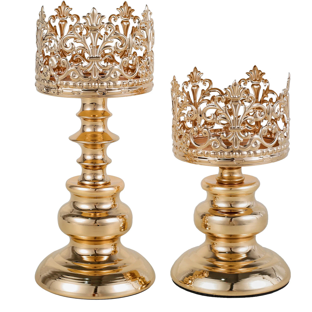 2Pcs Retro Iron Candle Holder Set β European Vintage Openwork Design for Home, Weddings & Restaurants