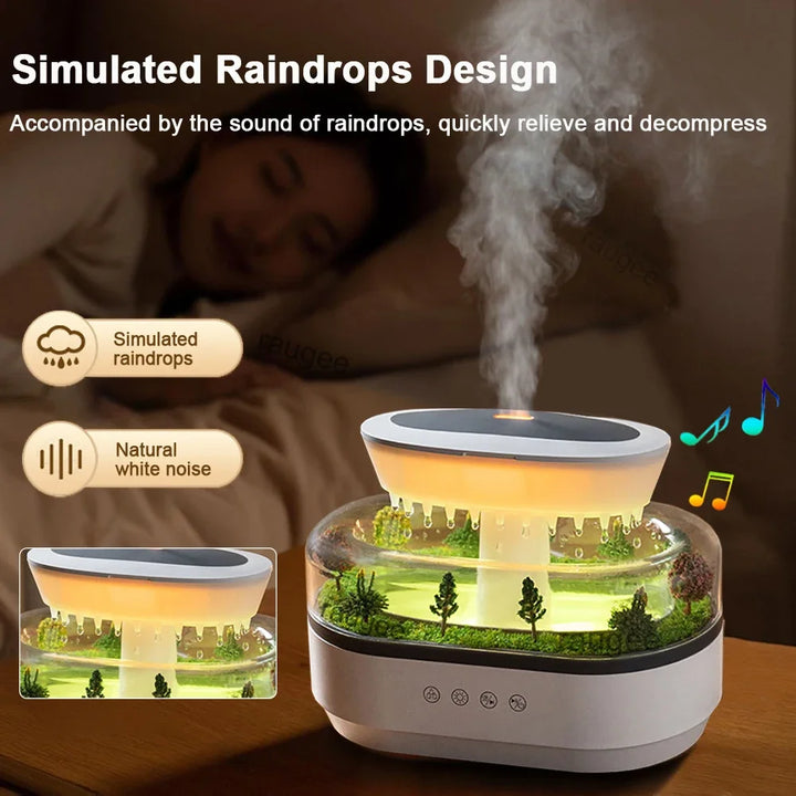 Raindrop Aroma Humidifier with Colorful Light & White Noise (250ml)
