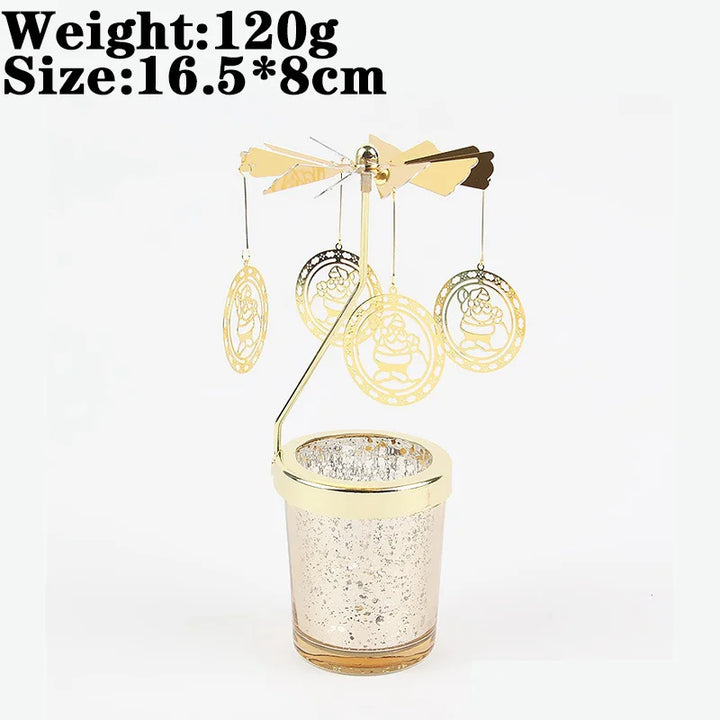 Rotating Snowflake & Deer Candle Holder – Romantic Metal Candlestick for Weddings & Christmas Décor