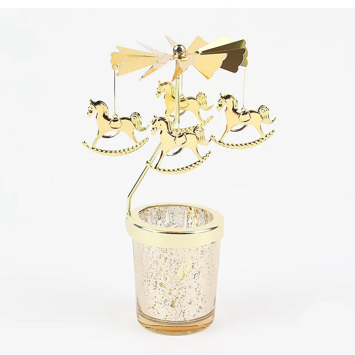 Rotating Snowflake & Deer Candle Holder – Romantic Metal Candlestick for Weddings & Christmas Décor