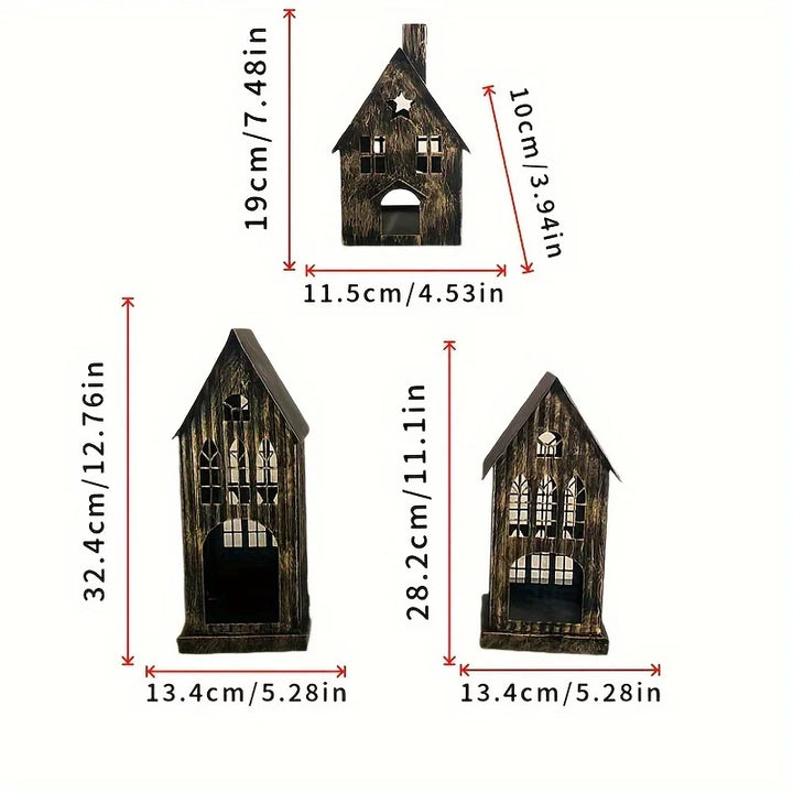 Metal House Candle Holder – Nordic Style Desktop & Patio Lantern for Christmas or Home Décor