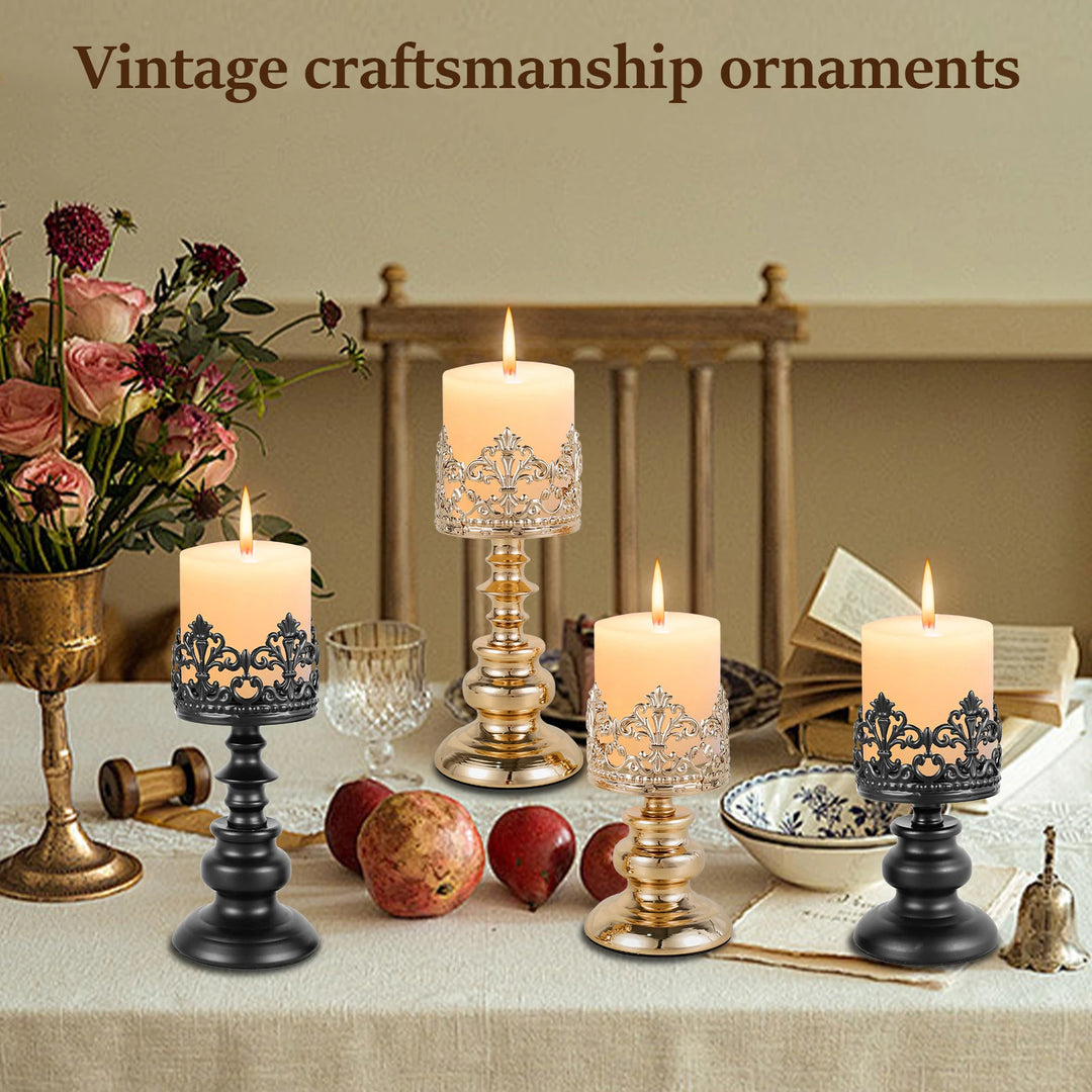 2Pcs Retro Iron Candle Holder Set β European Vintage Openwork Design for Home, Weddings & Restaurants