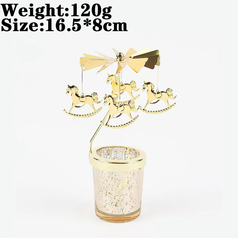 Rotating Snowflake & Deer Candle Holder – Romantic Metal Candlestick for Weddings & Christmas Décor