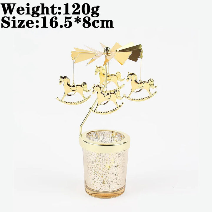 Rotating Snowflake & Deer Candle Holder – Romantic Metal Candlestick for Weddings & Christmas Décor