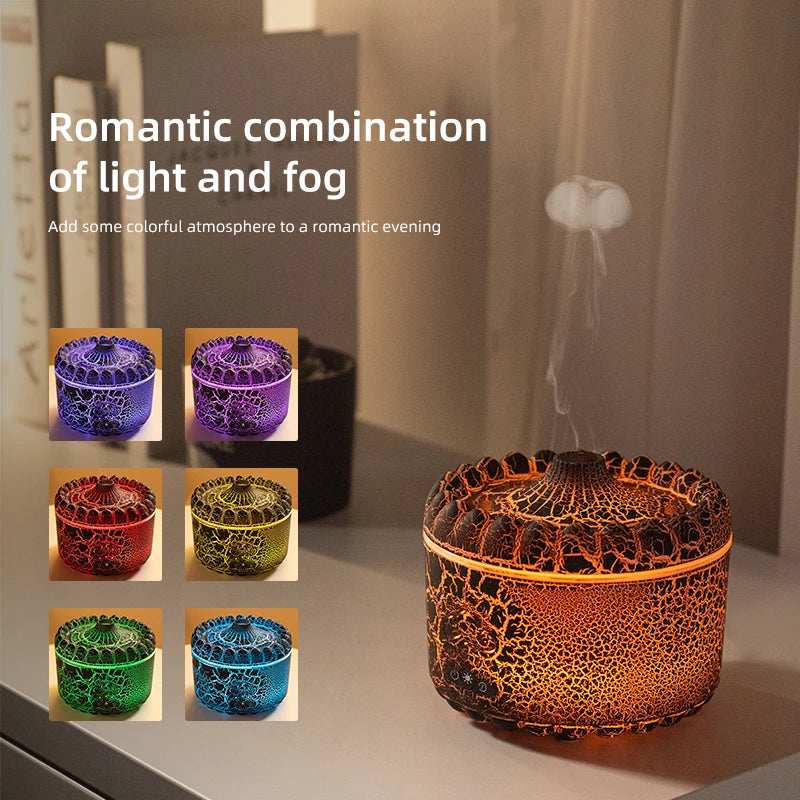 V76 Jellyfish Flame Aroma Diffuser & 300ml Humidifier with Remote & LED Lights