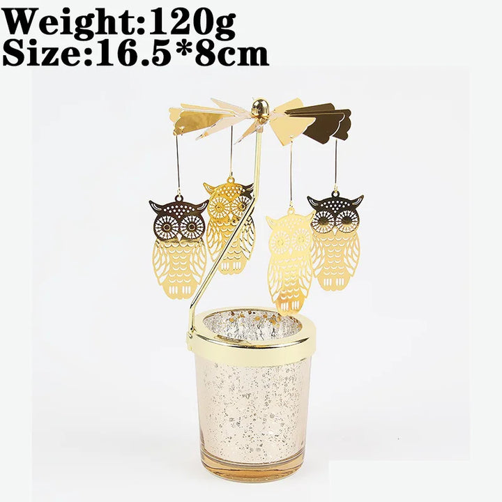 Rotating Snowflake & Deer Candle Holder – Romantic Metal Candlestick for Weddings & Christmas Décor