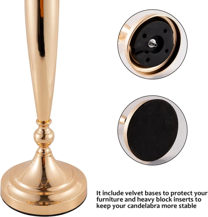 4Pcs 5-Arm Gold Candelabra Candle Holder – Elegant 28" Table Centerpieces for Weddings & Events
