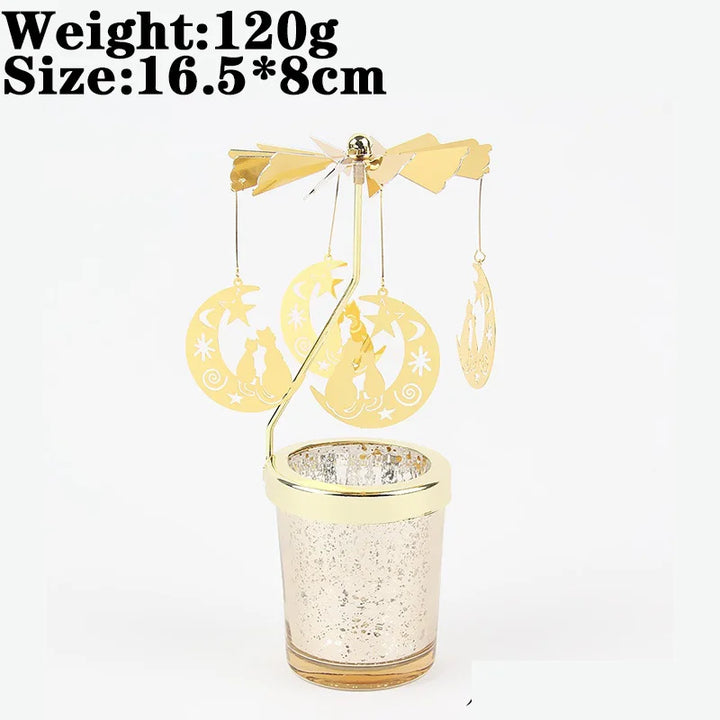 Rotating Snowflake & Deer Candle Holder – Romantic Metal Candlestick for Weddings & Christmas Décor