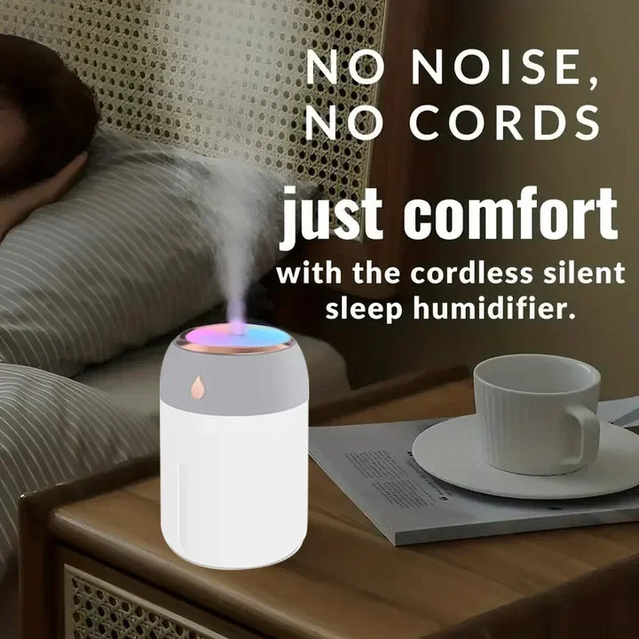 Mini USB Air Humidifier & Aroma Diffuser (330ml) – LED Cool Mist for Home, Car & Plants