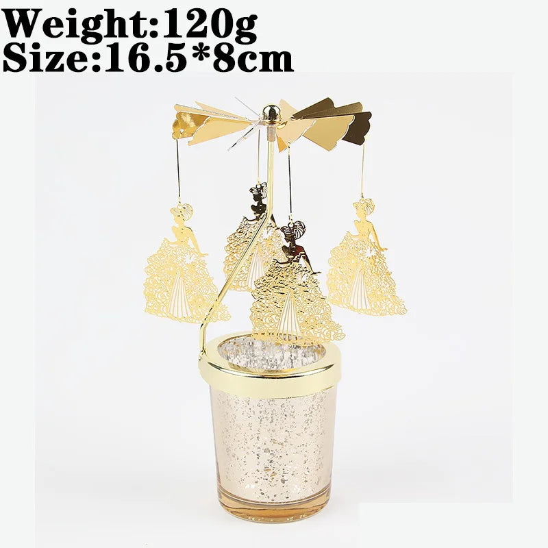 Rotating Snowflake & Deer Candle Holder – Romantic Metal Candlestick for Weddings & Christmas Décor