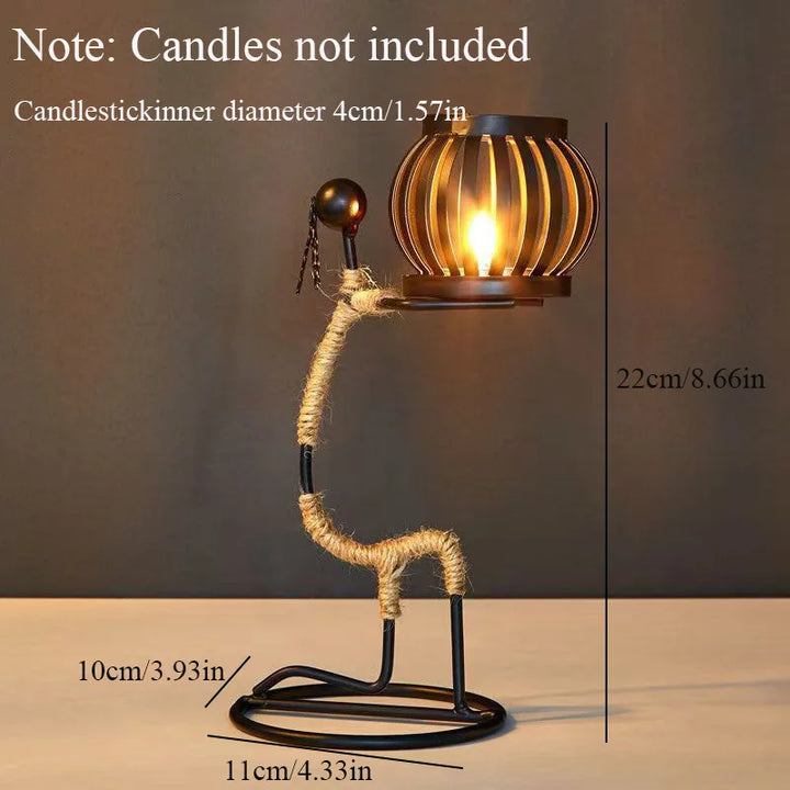 Nordic Retro Wrought Iron Candlestick – Handmade Metal Figure Candle Holder for Home Décor & Artistic Gifts