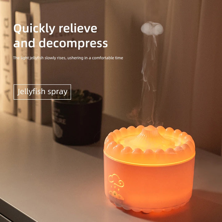 V76 Jellyfish Flame Aroma Diffuser & 300ml Humidifier with Remote & LED Lights