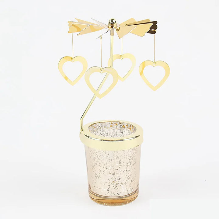 Rotating Snowflake & Deer Candle Holder – Romantic Metal Candlestick for Weddings & Christmas Décor