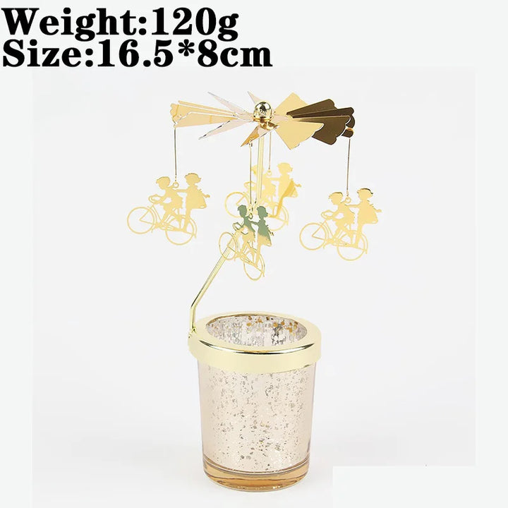 Rotating Snowflake & Deer Candle Holder – Romantic Metal Candlestick for Weddings & Christmas Décor