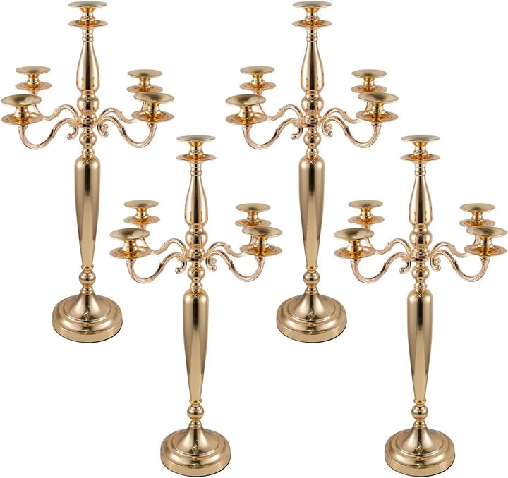 4Pcs 5-Arm Gold Candelabra Candle Holder – Elegant 28" Table Centerpieces for Weddings & Events