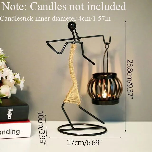 Nordic Retro Wrought Iron Candlestick – Handmade Metal Figure Candle Holder for Home Décor & Artistic Gifts