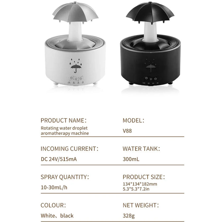 Creative Raindrop Aroma Diffuser & Air Humidifier with Colorful Light (300ml)