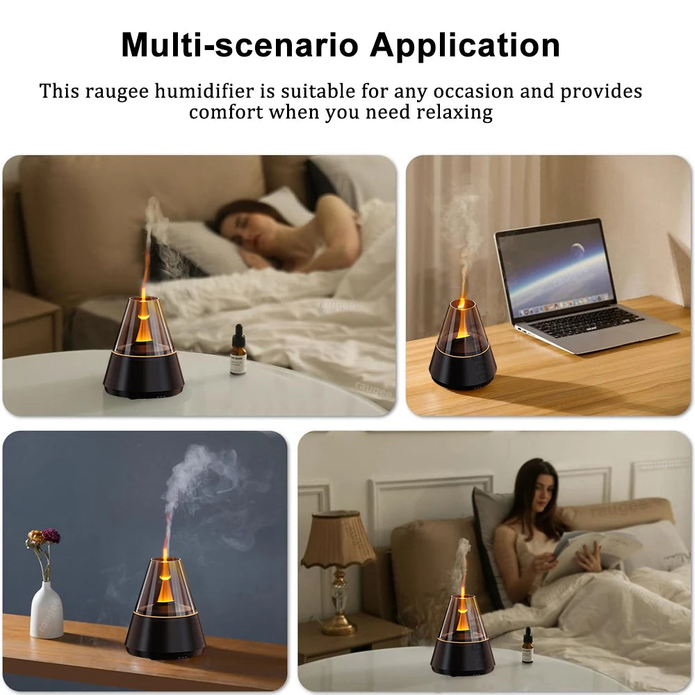 Mini USB Flame Aroma Diffuser & Air Humidifier with 7-Color Night Light (120ml)