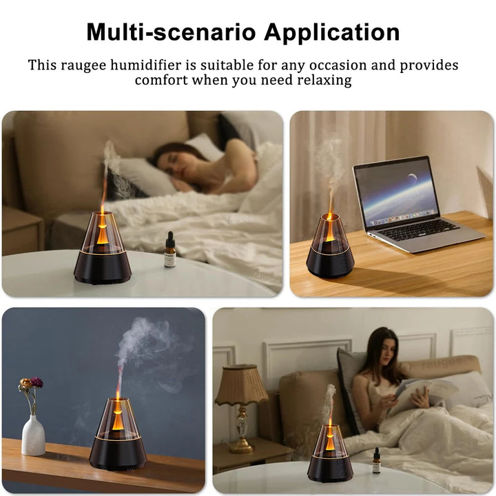 Mini USB Flame Aroma Diffuser & Air Humidifier with 7-Color Night Light (120ml)