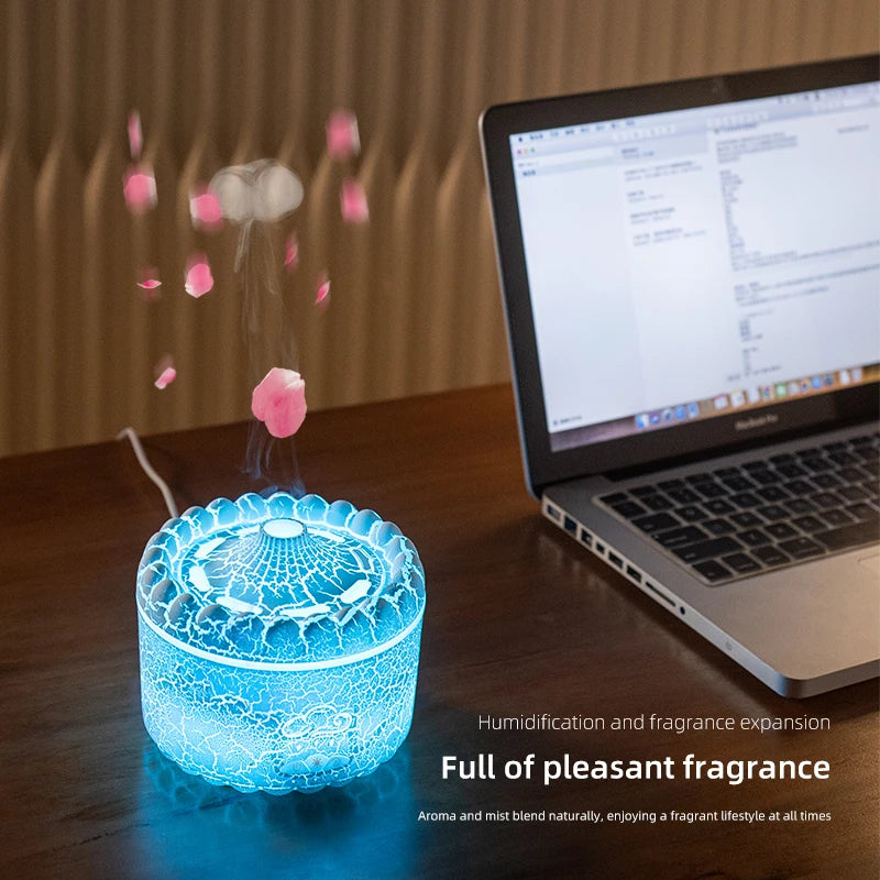 V76 Jellyfish Flame Aroma Diffuser & 300ml Humidifier with Remote & LED Lights