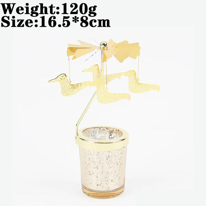 Rotating Snowflake & Deer Candle Holder – Romantic Metal Candlestick for Weddings & Christmas Décor