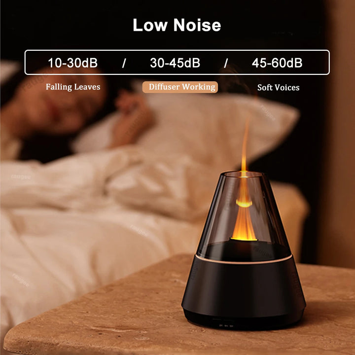 Mini USB Flame Aroma Diffuser & Air Humidifier with 7-Color Night Light (120ml)