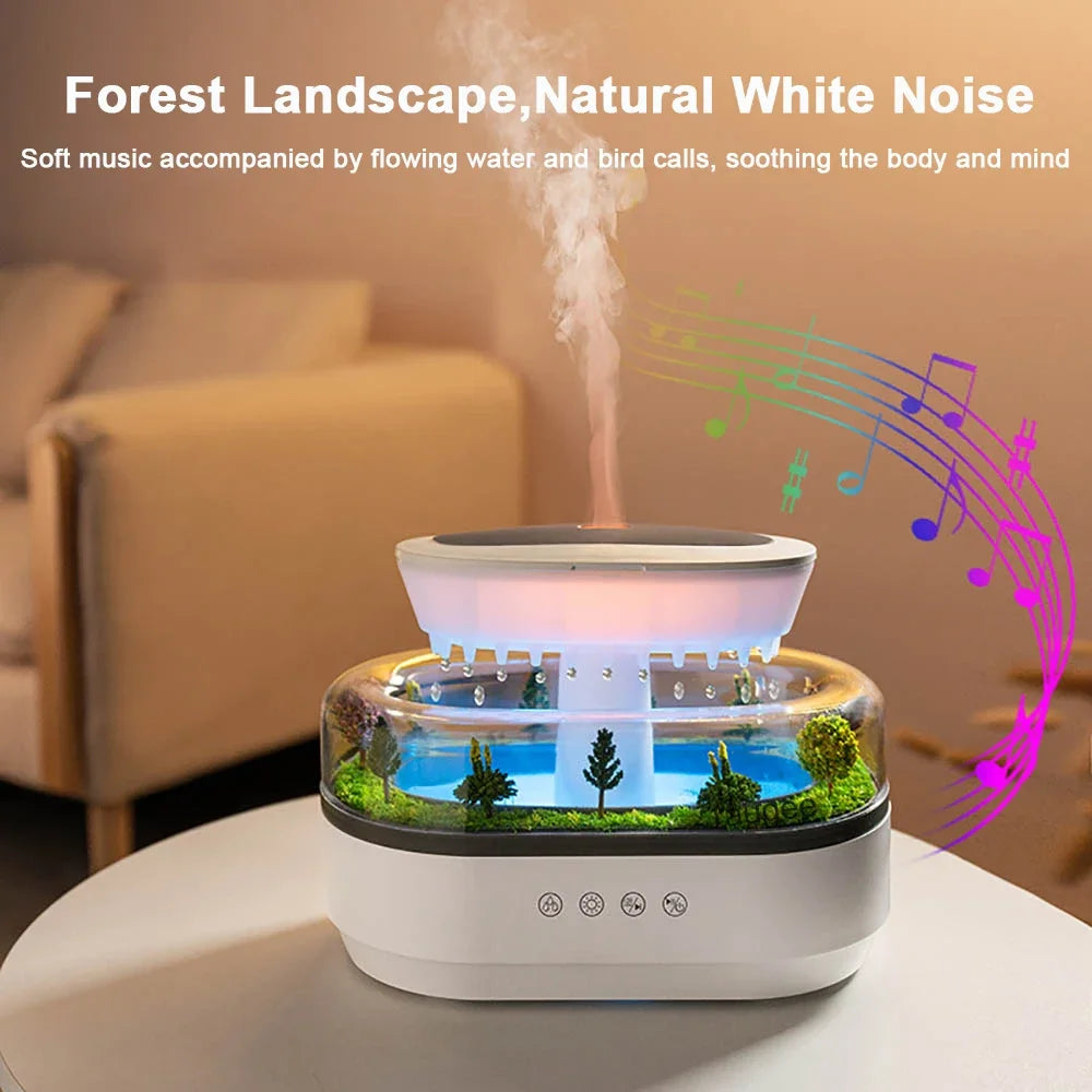 Raindrop Aroma Humidifier with Colorful Light & White Noise (250ml)