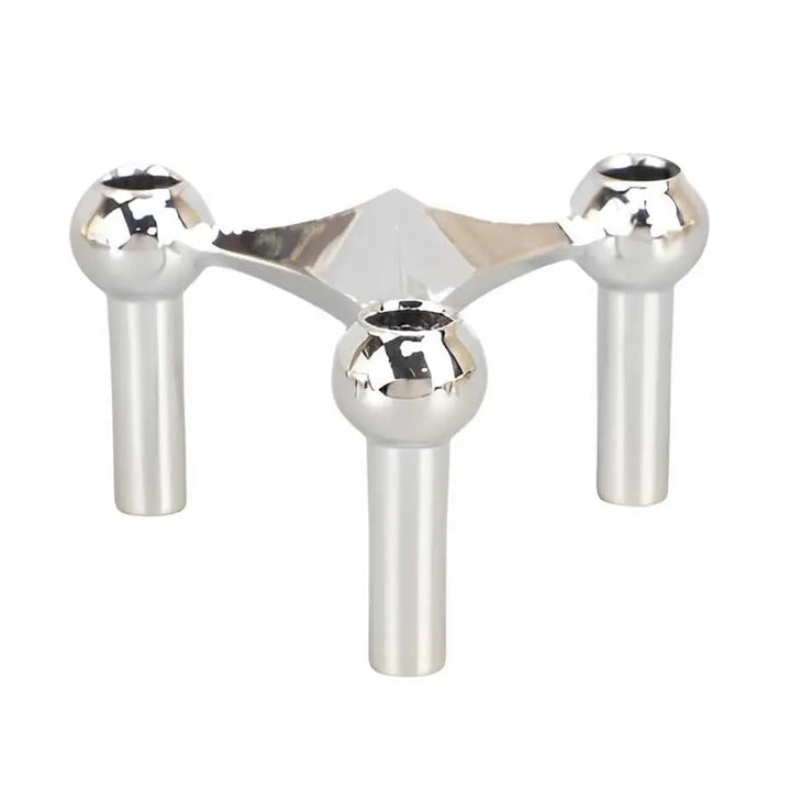 Luxury Nordic Molecular Candlestick Holder – 10cm Stainless Steel Candle Stand (Chrome / Gold / Black)