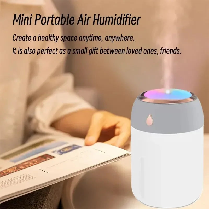 Mini USB Air Humidifier & Aroma Diffuser (330ml) – LED Cool Mist for Home, Car & Plants