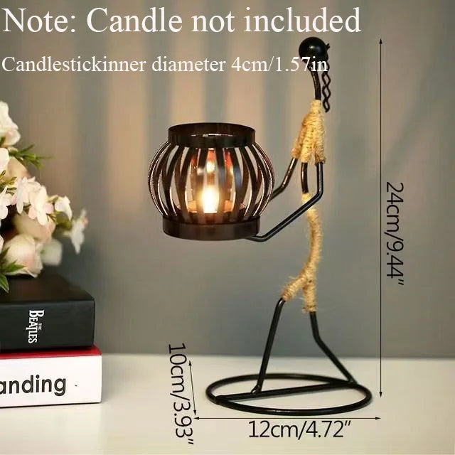 Nordic Retro Wrought Iron Candlestick – Handmade Metal Figure Candle Holder for Home Décor & Artistic Gifts