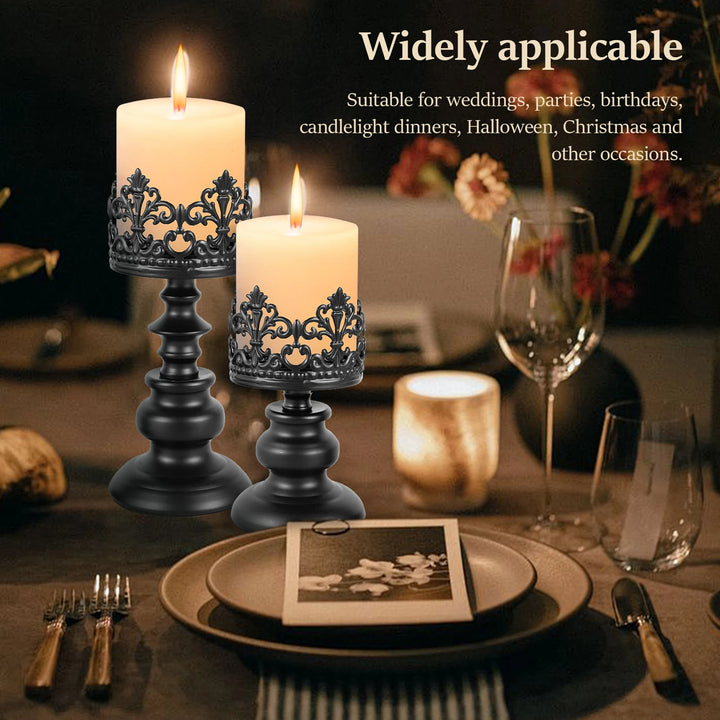 2Pcs Retro Iron Candle Holder Set β European Vintage Openwork Design for Home, Weddings & Restaurants