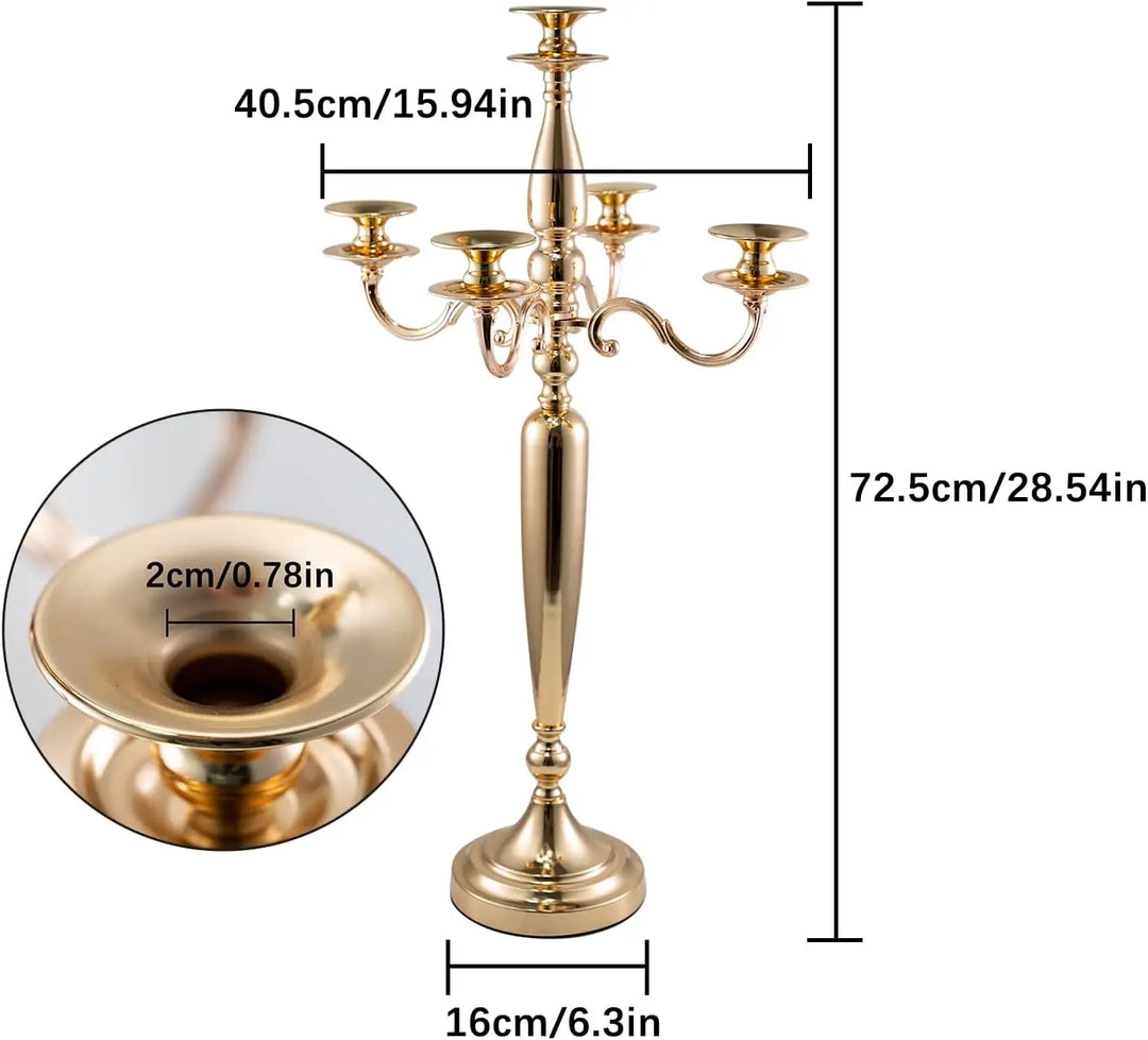 4Pcs 5-Arm Gold Candelabra Candle Holder – Elegant 28" Table Centerpieces for Weddings & Events