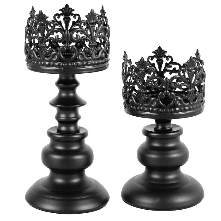 2Pcs Retro Iron Candle Holder Set β European Vintage Openwork Design for Home, Weddings & Restaurants