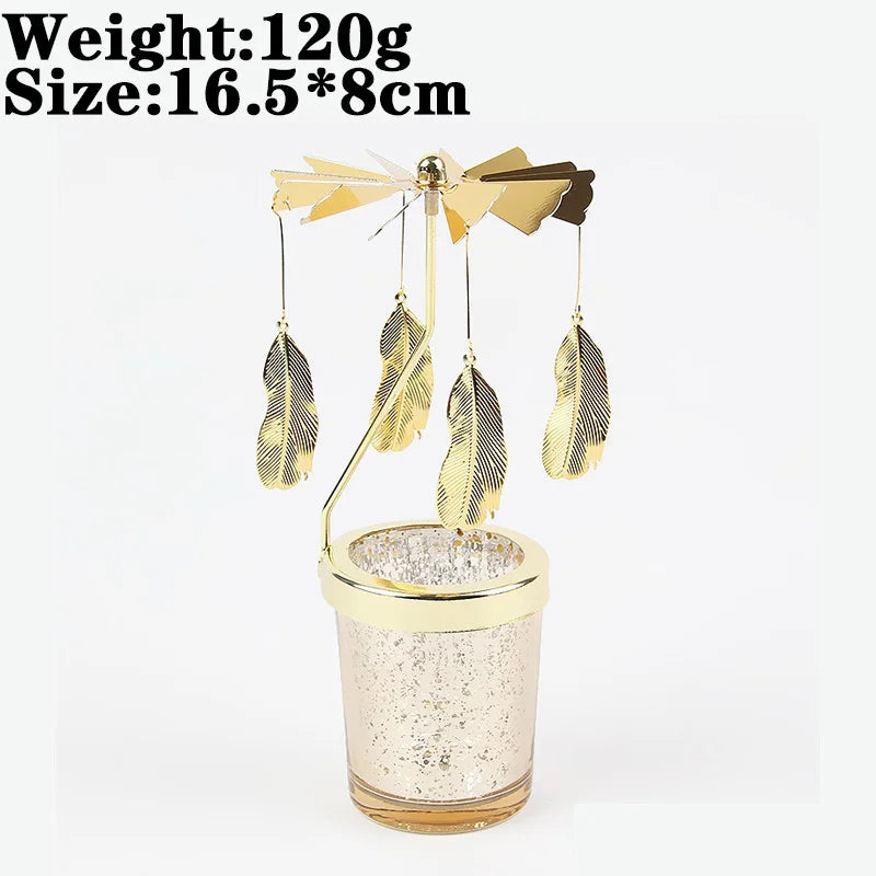Rotating Snowflake & Deer Candle Holder – Romantic Metal Candlestick for Weddings & Christmas Décor